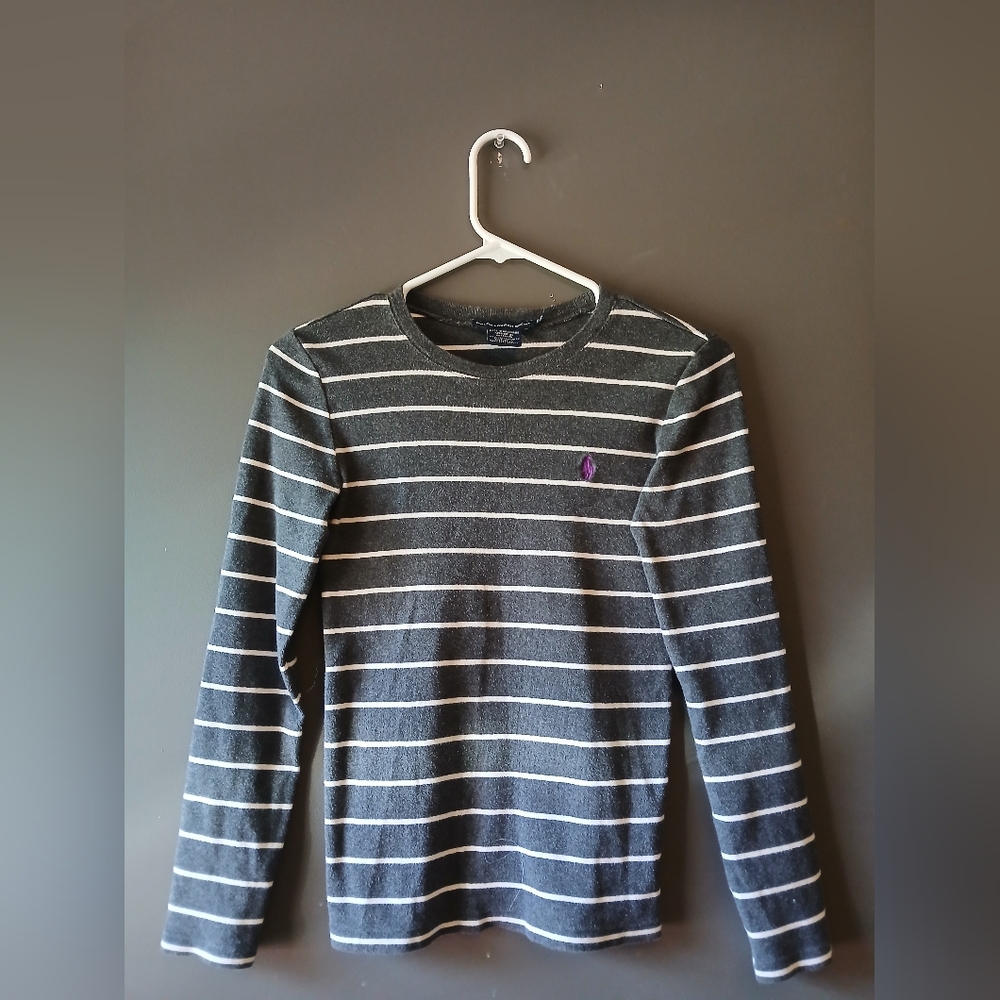 Ralph Lauren Gray, White and Purple Striped Long Sleeve
